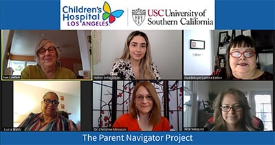 Our PN Team, left to right, consists of Fran Goldfarb (Parent Specialist and Director of UCEDD Community Education), Helen Setaghiyan (Project Coordinator), Guadalupe Lorena Eaton (Parent Navigator), Lucia Babb (Parent Navigator), Dr. Christine Mirza